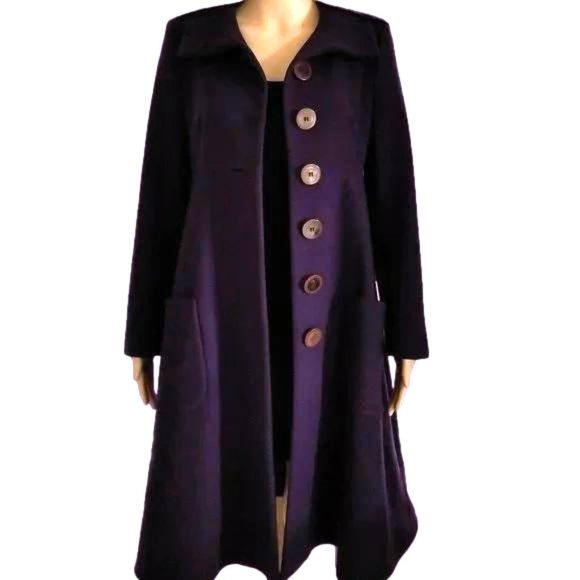 Salvatore Ferragamo Royal Plum Principessa Peacoat Swing Coat - Picture 5 of 14